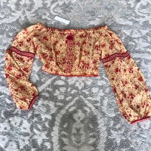 NWT Poupette St. Barth Rachel Mini Top in “yellow watercolor”, size S